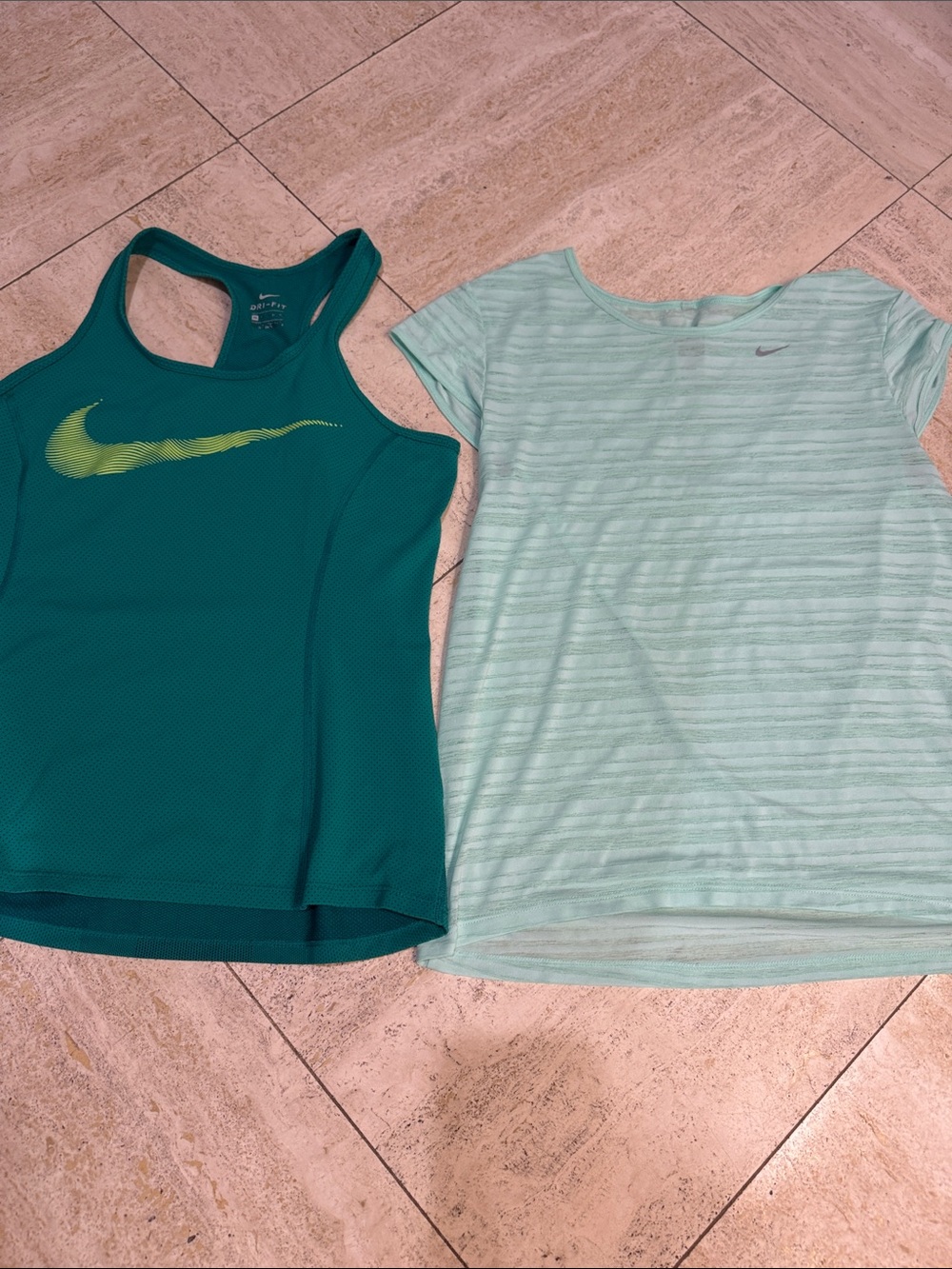 Nike Green Racerback Tank and Mint Short Sleeve Active Tops